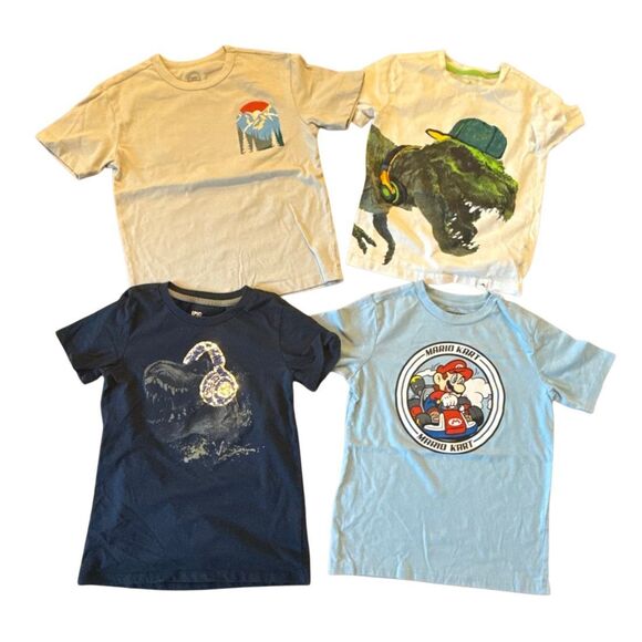 Boys size 6/7 graphic t shirt bundle Mario Cart Dinosaur - Picture 1 of 11